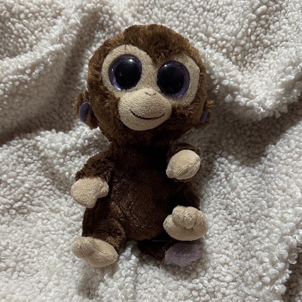 Ty Brown and Purple Coconut the Plush Monkey Stuffed Animal